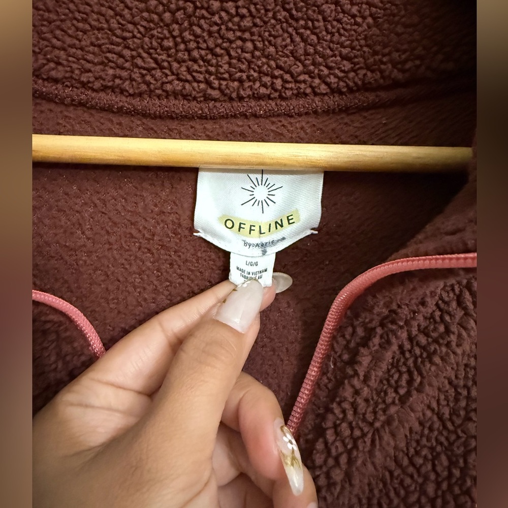 Aerie Offline Oversized Sherpa Quarter Zip Jacket - Picture 7 of 11